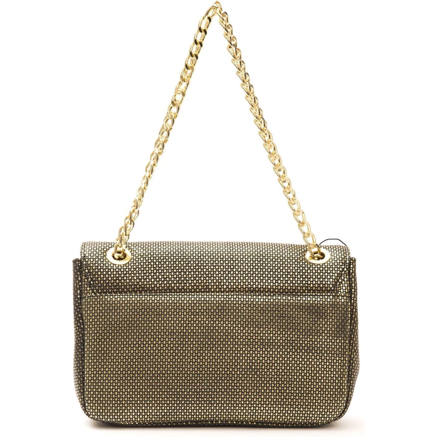 Pompei Donatella Black Leather Women Crossbody Bag A1042SERENA_OroGold