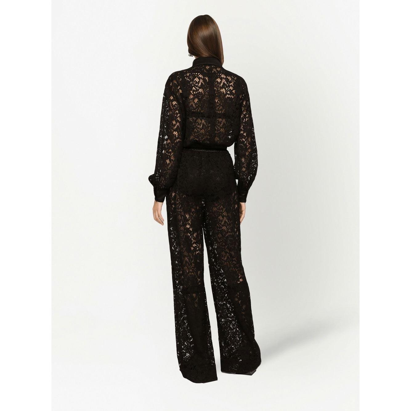 Dolce & Gabbana lace-trim long-sleeve jumpsuit F6H1JTFLM9VN0000