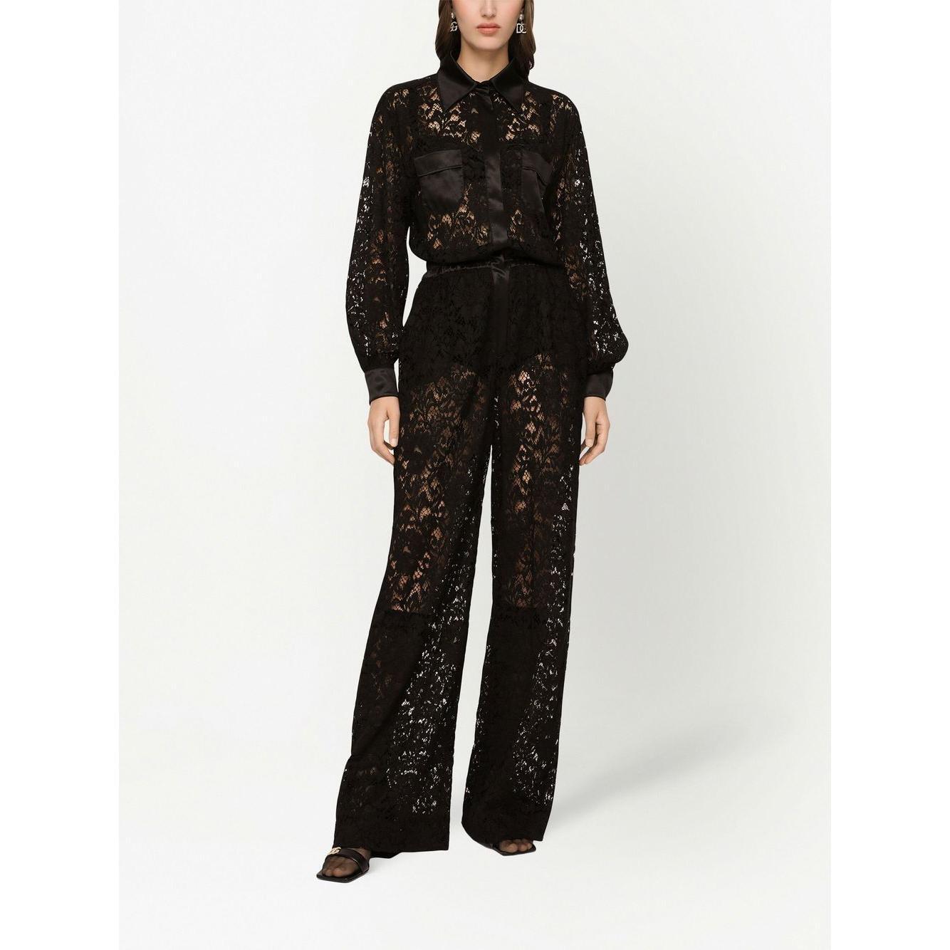 Dolce & Gabbana lace-trim long-sleeve jumpsuit F6H1JTFLM9VN0000