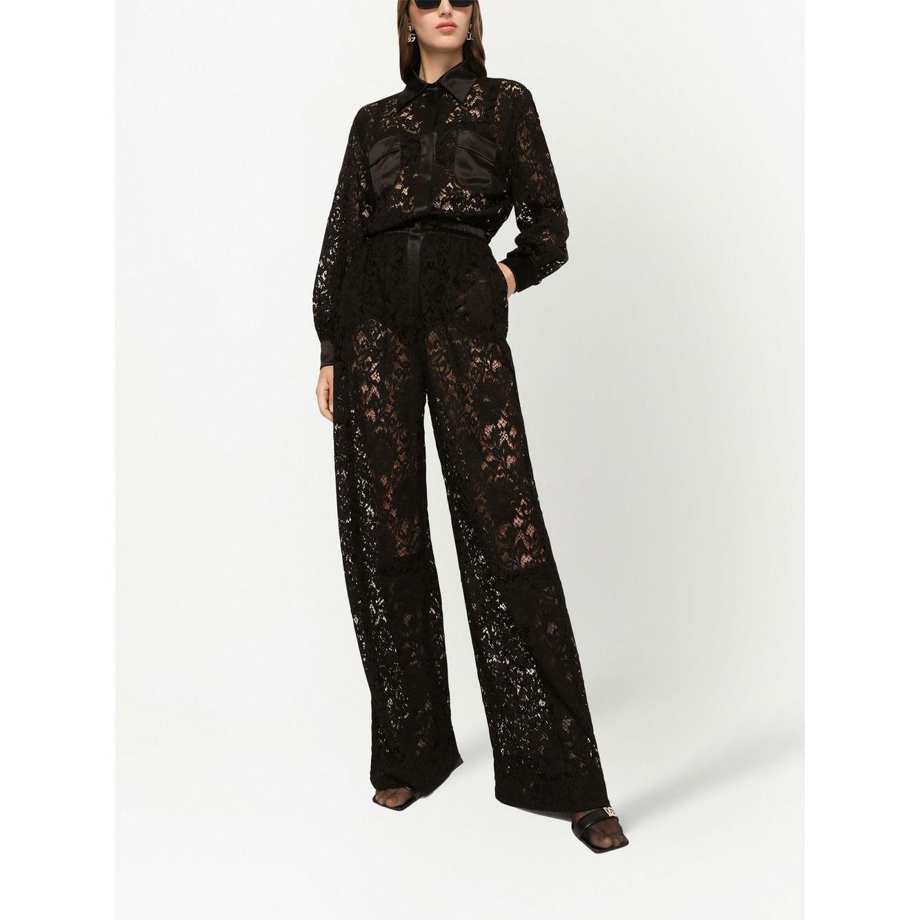 Dolce & Gabbana lace-trim long-sleeve jumpsuit F6H1JTFLM9VN0000