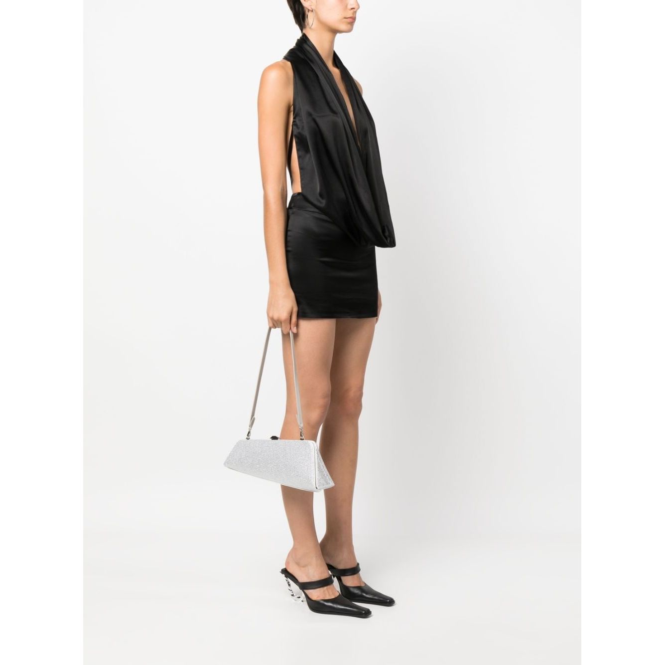 The Attico Long Night crystal-embellished clutch bag