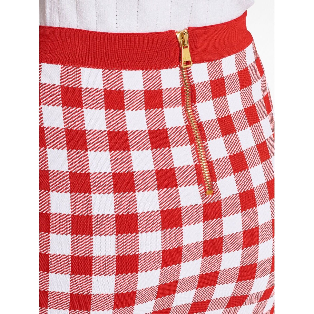 Balmain Gingham fine-knit miniskirt CF1LB292KF51MEF