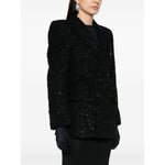 Balenciaga Hourglass tweed-texture padded-shoulder wool-blend blazer 768891TPQ361000