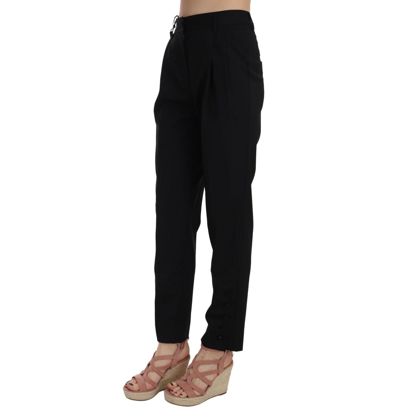 Dolce & Gabbana Elegant Pleated Tapered Black Trousers Jeans & Pants Dolce & Gabbana Rosy Brown