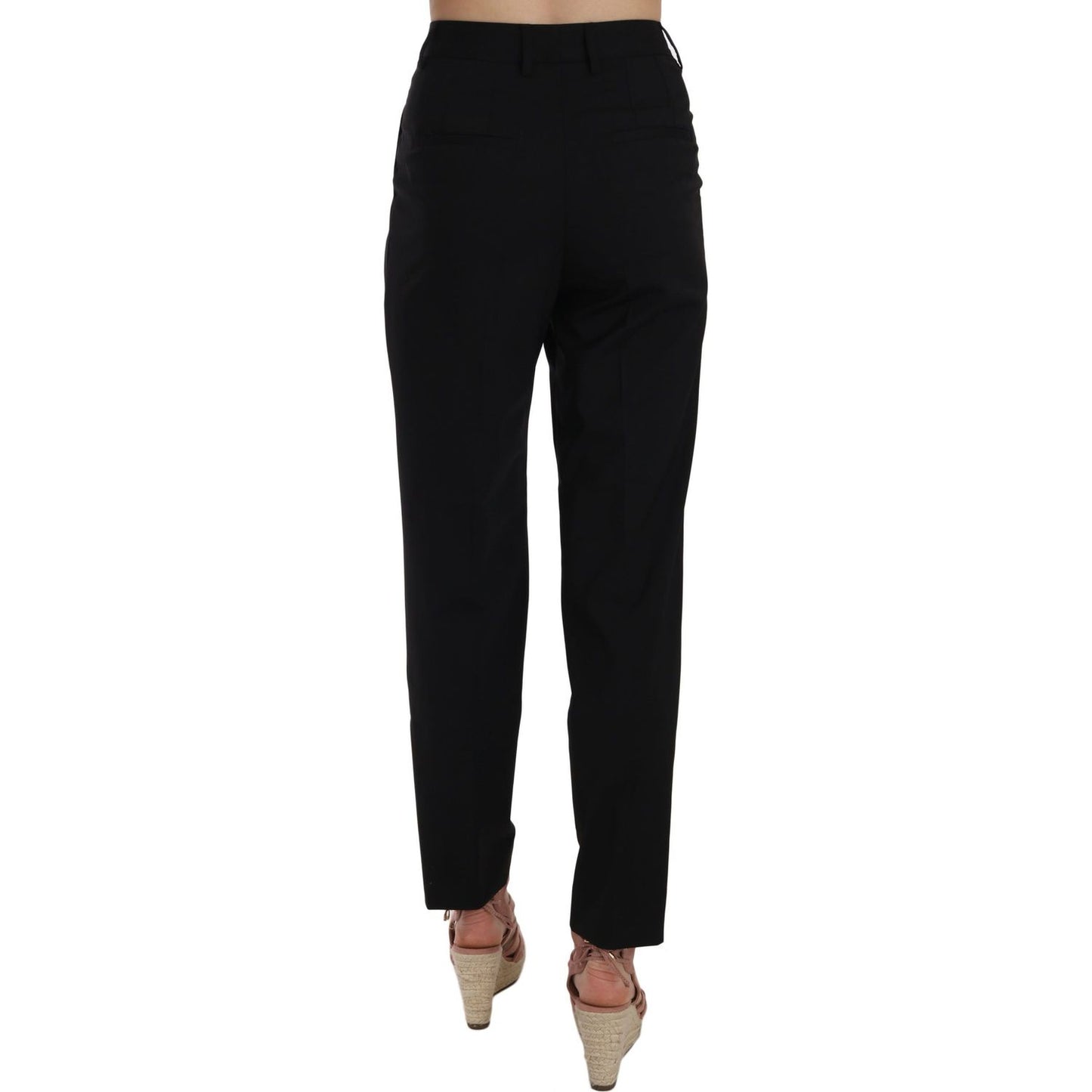 Dolce & Gabbana Elegant Pleated Tapered Black Trousers Jeans & Pants Dolce & Gabbana Black