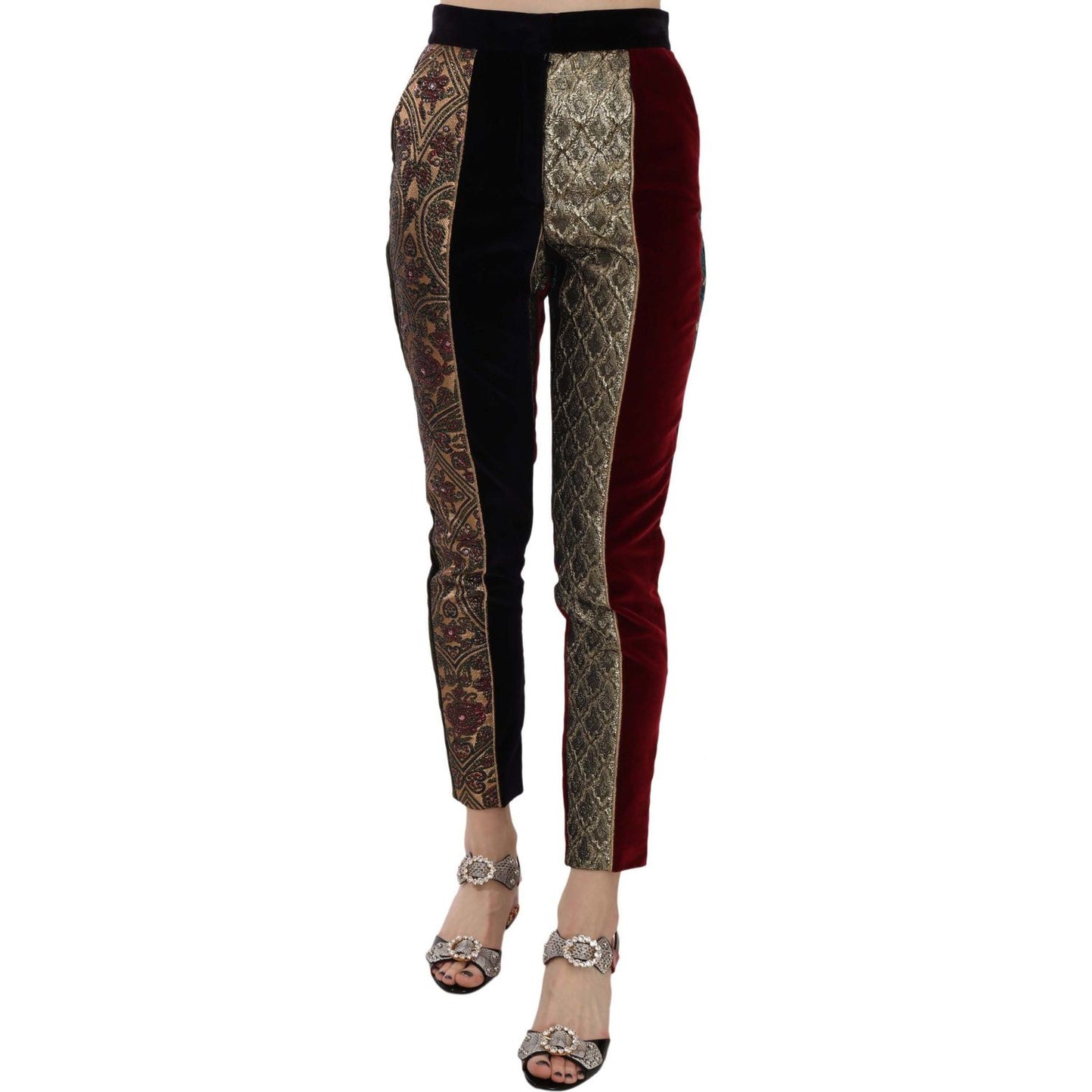 Dolce & Gabbana Elegant Multicolor Jacquard Cropped Pants Dolce & Gabbana Black
