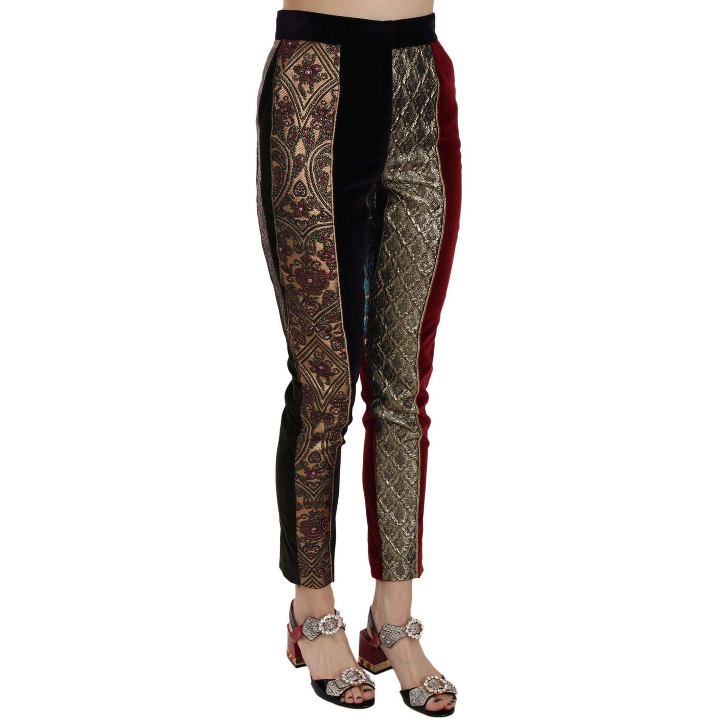 Dolce & Gabbana Elegant Multicolor Jacquard Cropped Pants Dolce & Gabbana Black