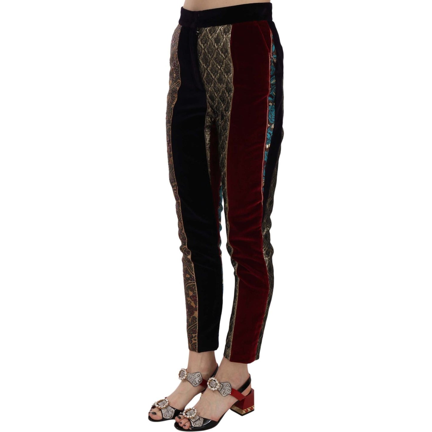Dolce & Gabbana Elegant Multicolor Jacquard Cropped Pants Dolce & Gabbana Black