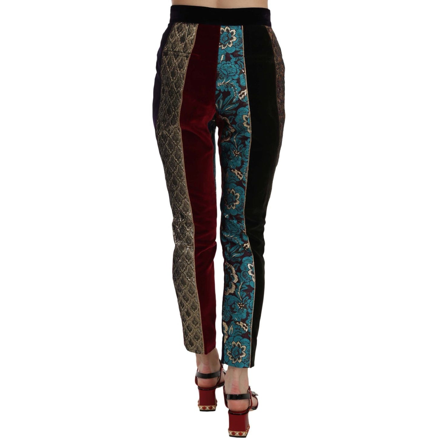 Dolce & Gabbana Elegant Multicolor Jacquard Cropped Pants Dolce & Gabbana Black