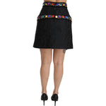 Dolce & Gabbana Black Crystal Embellished High Waist Skirt SKI1357-38