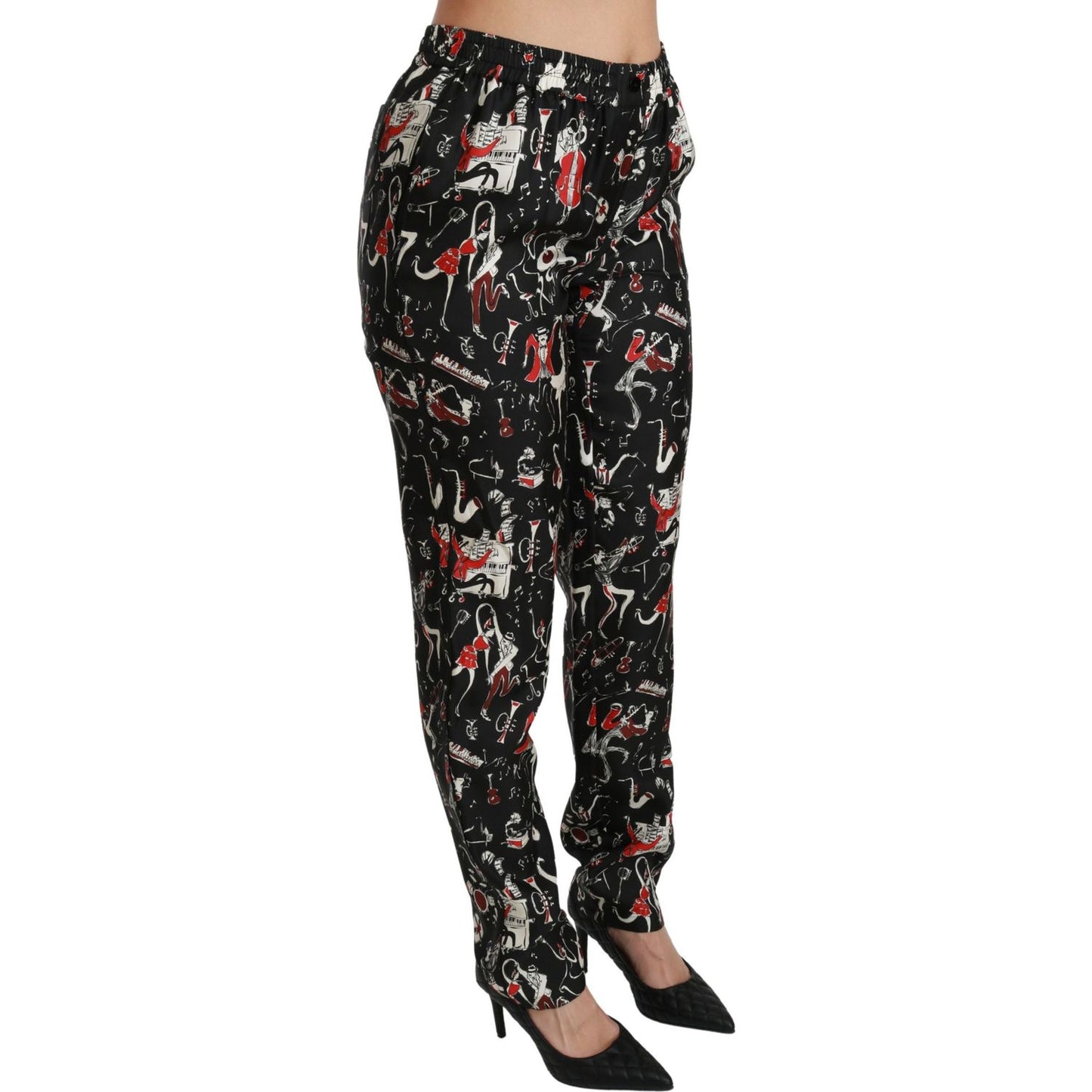 Dolce & Gabbana Sleek Silk Slim-Fit Mid-Waist Pants Jeans & Pants Dolce & Gabbana Dark Gray