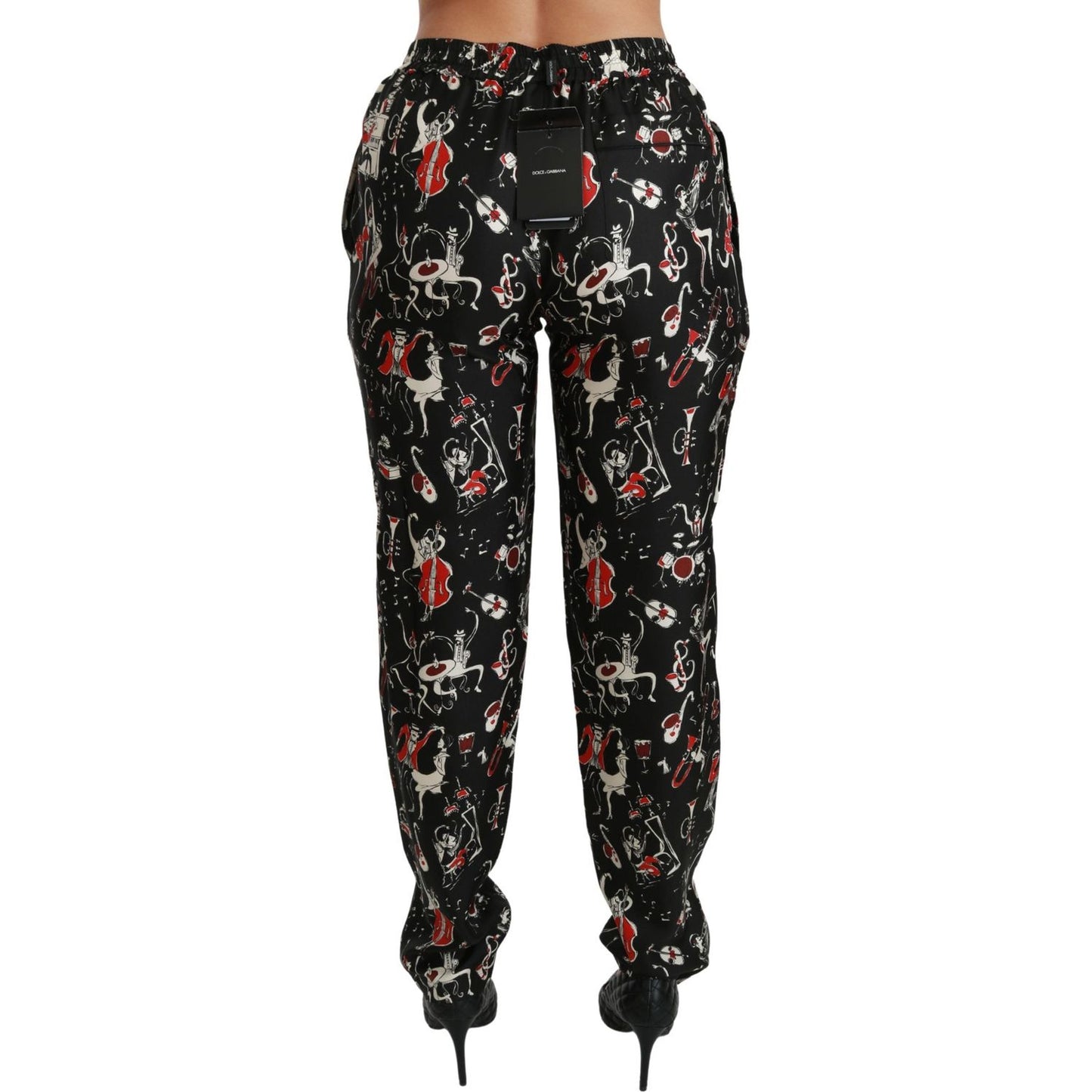 Dolce & Gabbana Sleek Silk Slim-Fit Mid-Waist Pants Jeans & Pants Dolce & Gabbana Black