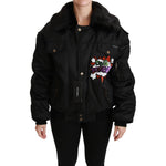 Dolce & Gabbana Black Queen Crown Sequined Bomber Jacket JKT2518-36