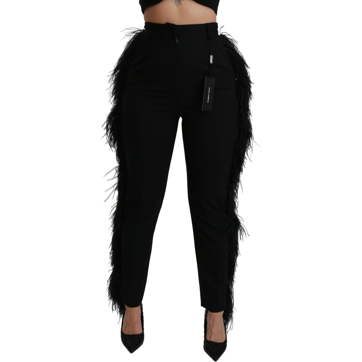 Dolce & Gabbana Elegant High Waist Wool Blend Pants Pants Dolce & Gabbana Black