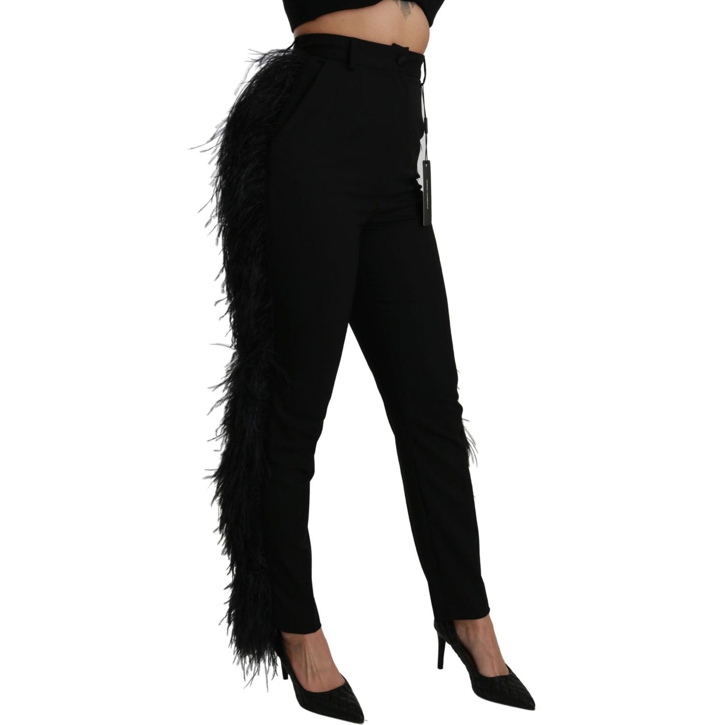 Dolce & Gabbana Elegant High Waist Wool Blend Pants Pants Dolce & Gabbana Black