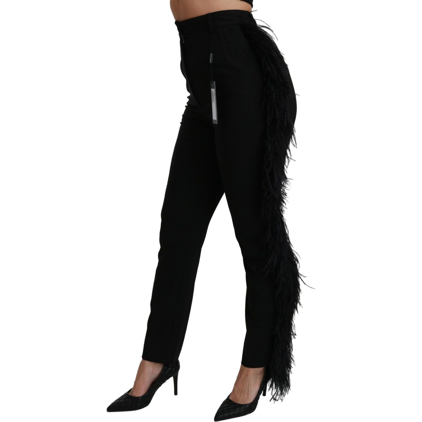 Dolce & Gabbana Elegant High Waist Wool Blend Pants Pants Dolce & Gabbana Black