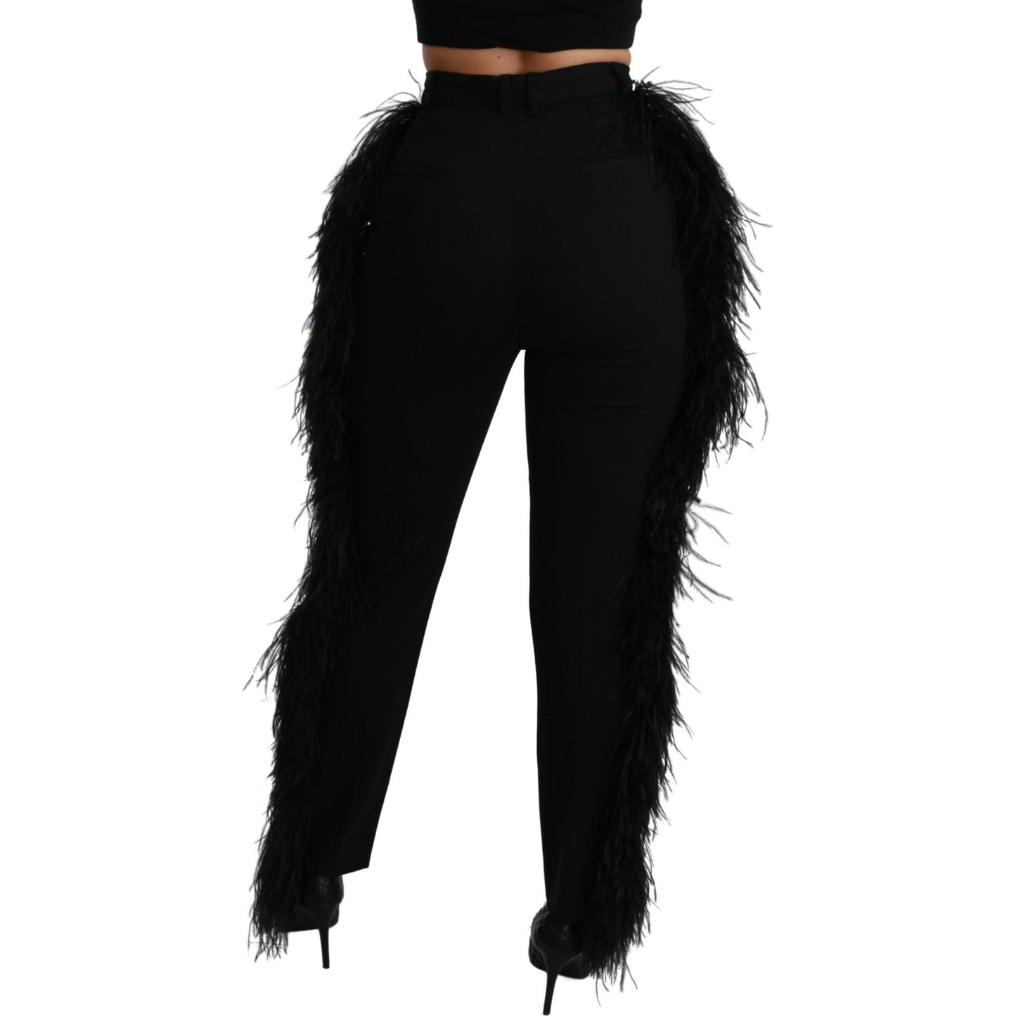 Dolce & Gabbana Elegant High Waist Wool Blend Pants Pants Dolce & Gabbana Black