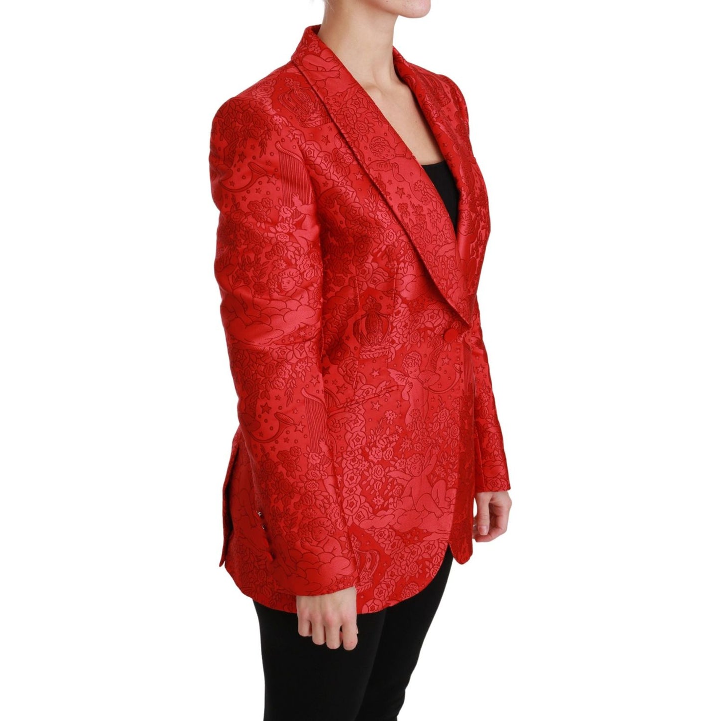 Dolce & Gabbana Red Floral Angel Pattern Blazer Dolce & Gabbana Firebrick