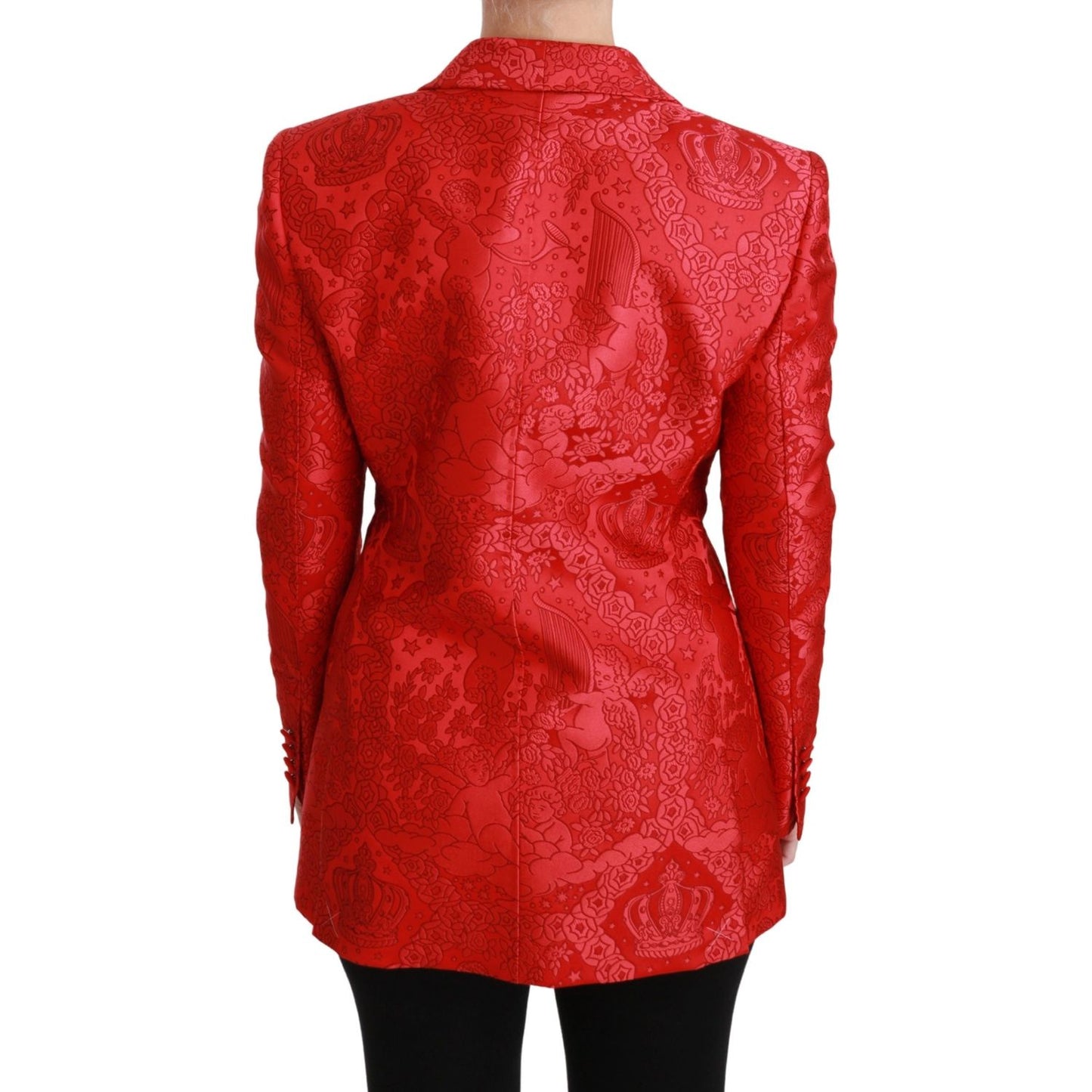 Dolce & Gabbana Red Floral Angel Pattern Blazer Dolce & Gabbana Firebrick