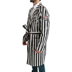 Dolce & Gabbana Black Coat Nightgown White Cotton Robe JKT2613-46