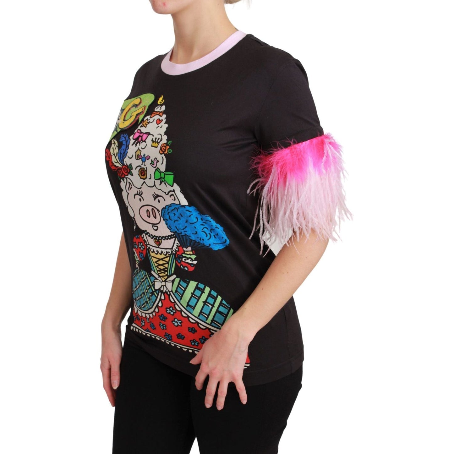 Dolce & Gabbana Chic Crewneck Year of the Pig Motif Tee Dolce & Gabbana Black