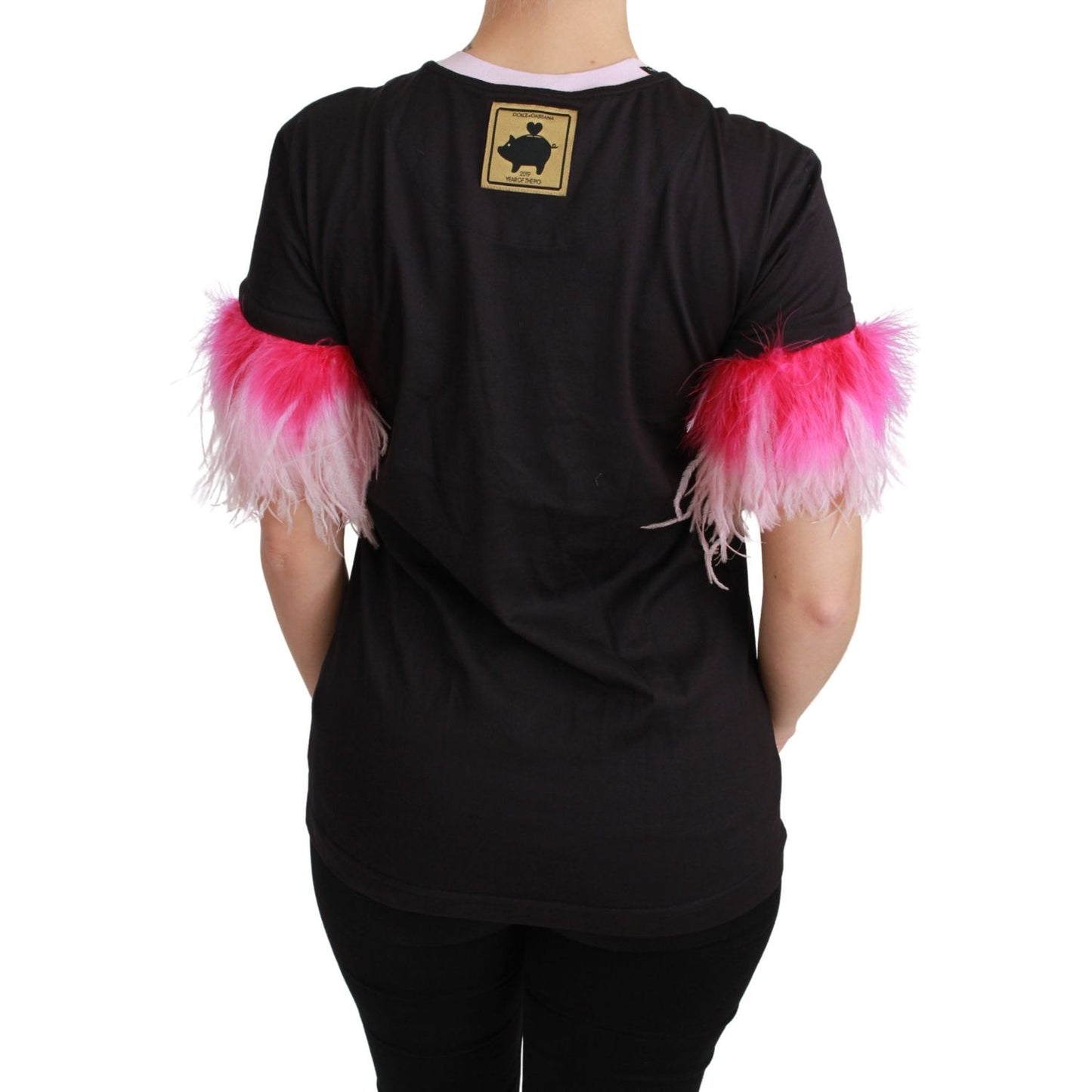 Dolce & Gabbana Chic Crewneck Year of the Pig Motif Tee Dolce & Gabbana Rosy Brown
