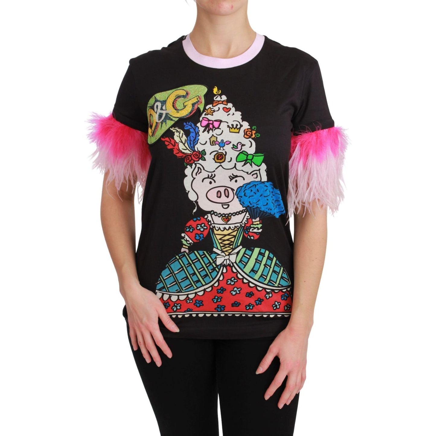 Dolce & Gabbana Chic Crewneck Year of the Pig Motif Tee Dolce & Gabbana Black