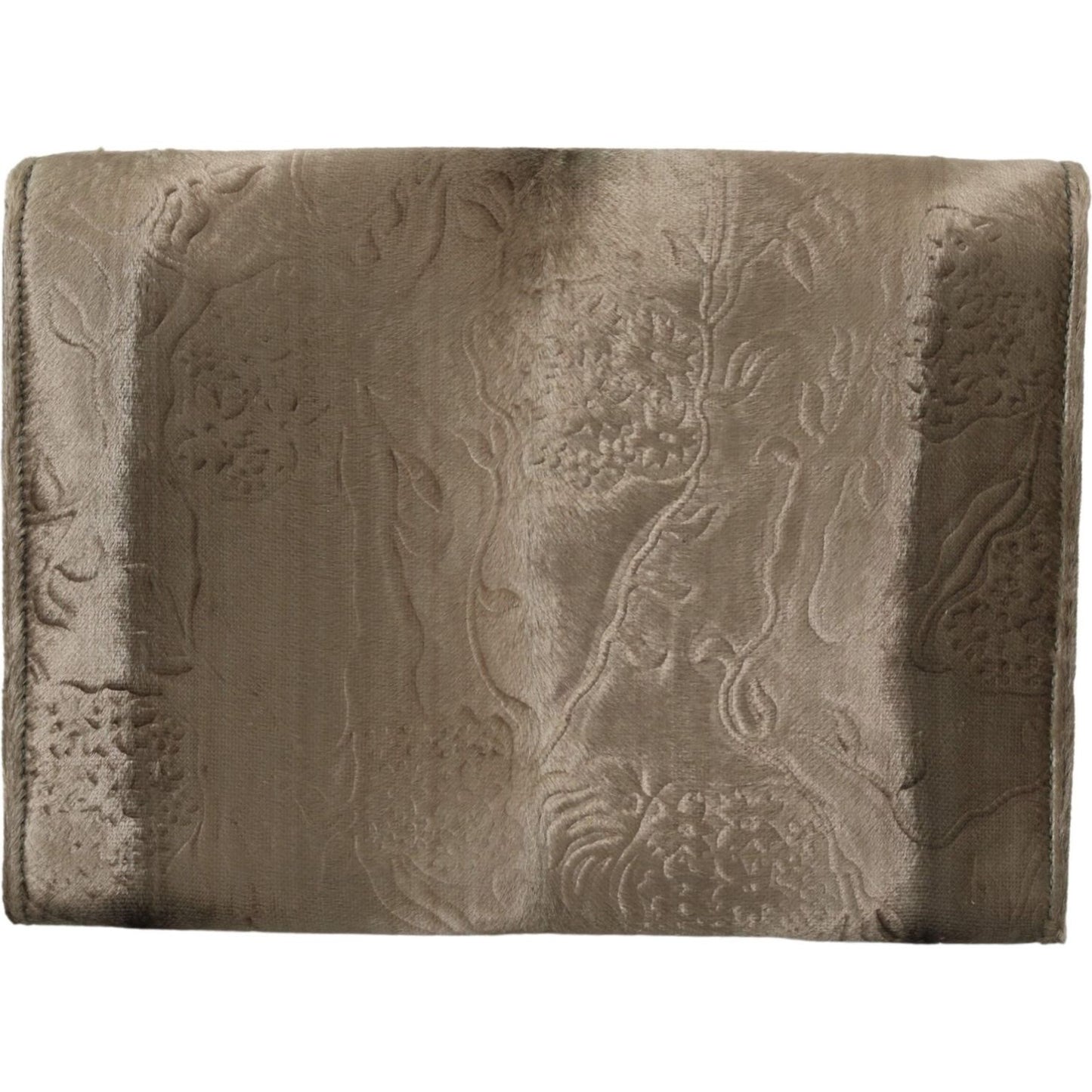 Dolce & Gabbana Beige Velvet Croco-Print Leather Briefcase Clutch Clutch Dolce & Gabbana Dim Gray