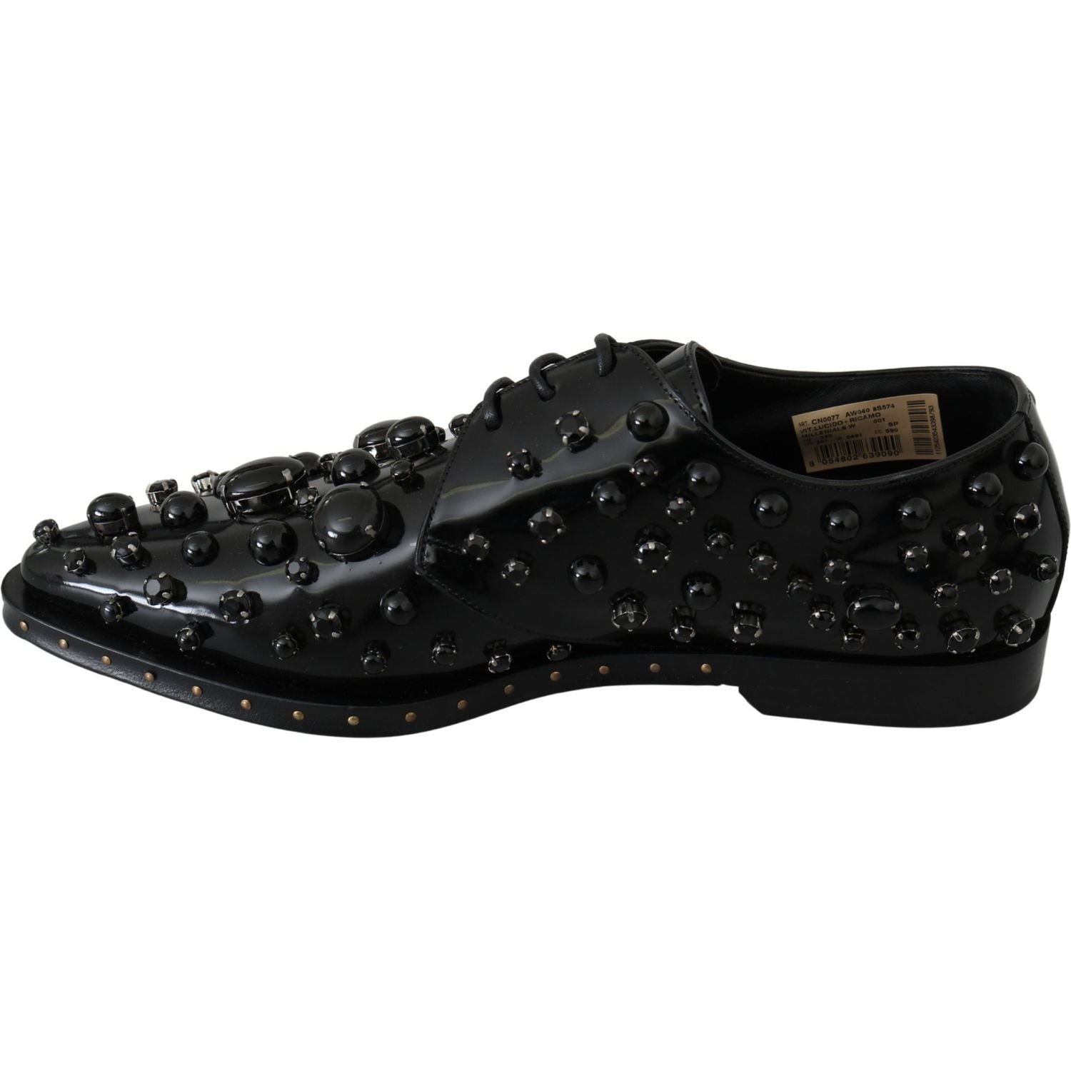 Dolce & Gabbana Black Leather Crystals Dress Broque Shoes