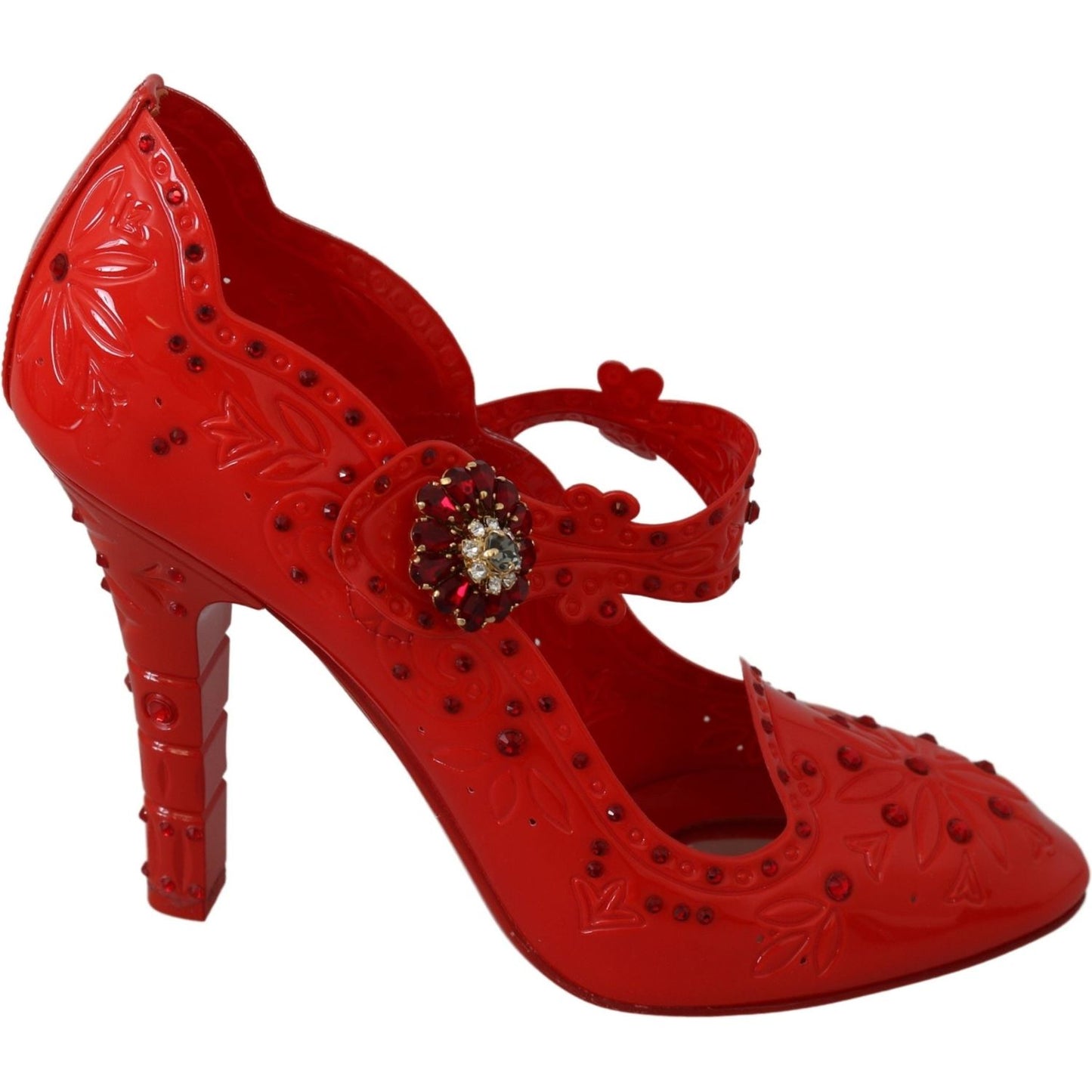 Dolce & Gabbana Chic Red Crystal Cinderella Pumps Dolce & Gabbana Dark Red