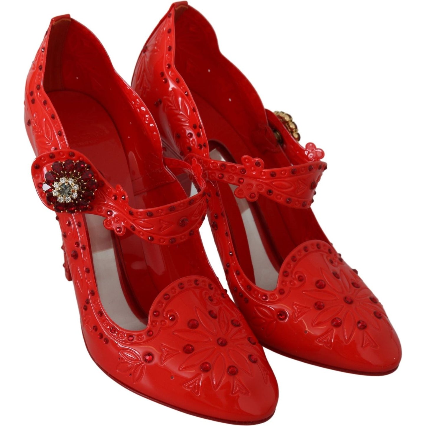Dolce & Gabbana Chic Red Crystal Cinderella Pumps Dolce & Gabbana Brown