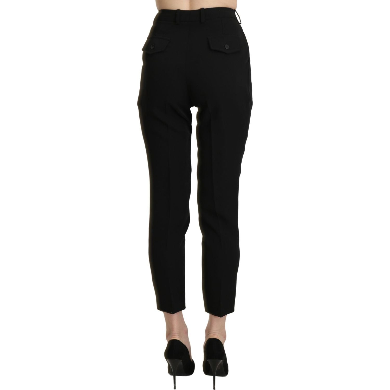 BENCIVENGA Black High Waist Skinny Cropped Dress Trouser Pant