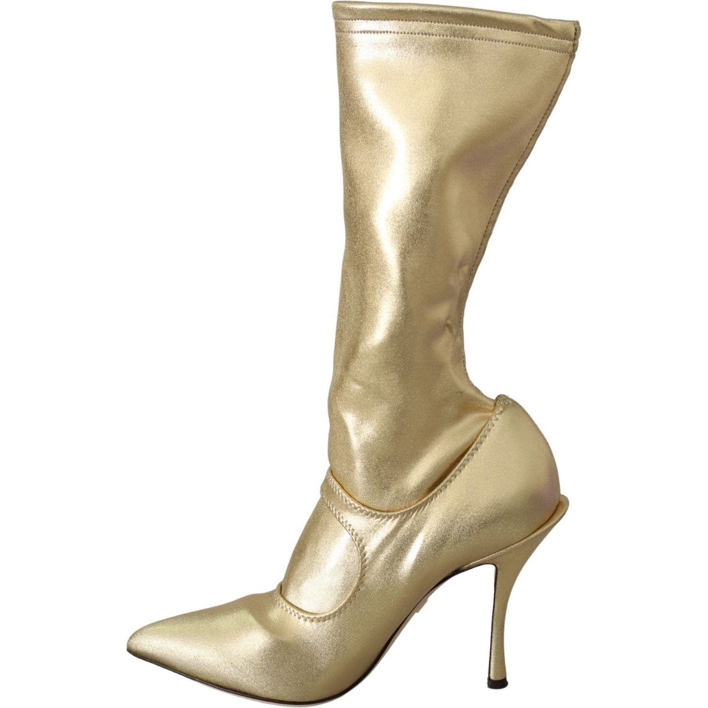 Dolce & Gabbana Elegant Gold Ankle Boots Socks with Rhinestones Dolce & Gabbana Rosy Brown