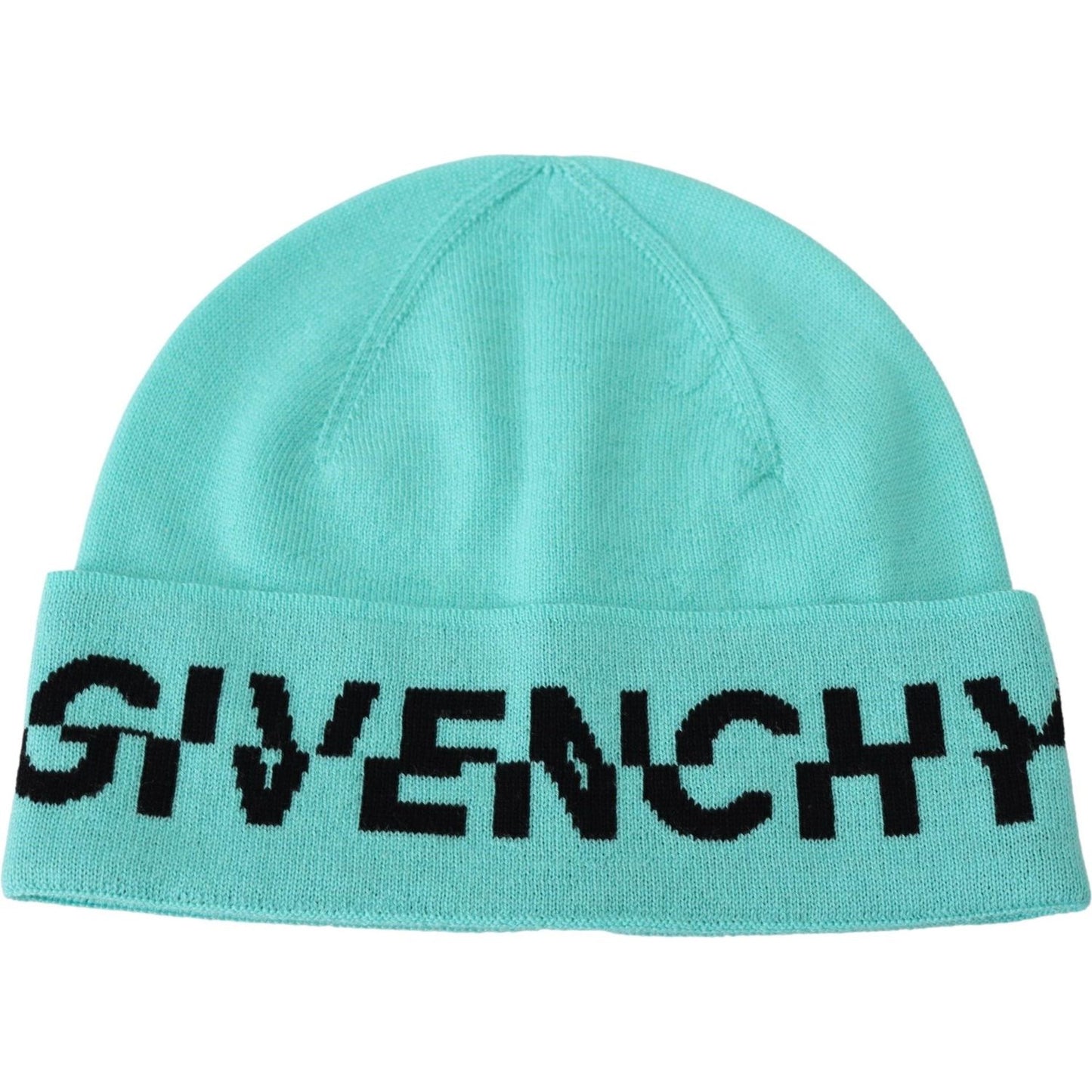 Givenchy Aquamarine Green Wool Beanie with Signature Logo Givenchy Medium Aquamarine