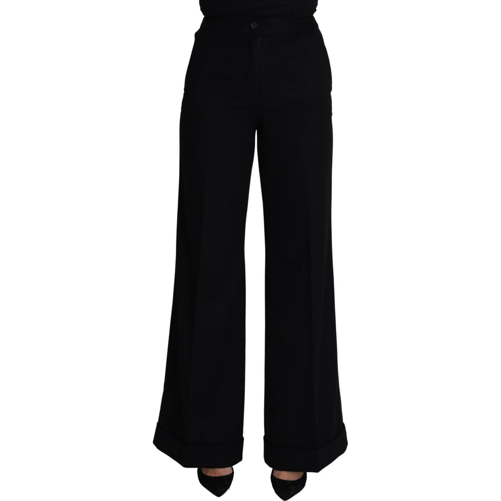 Dolce & Gabbana Elegant Cashmere Wide Leg Trousers Jeans & Pants Dolce & Gabbana Black