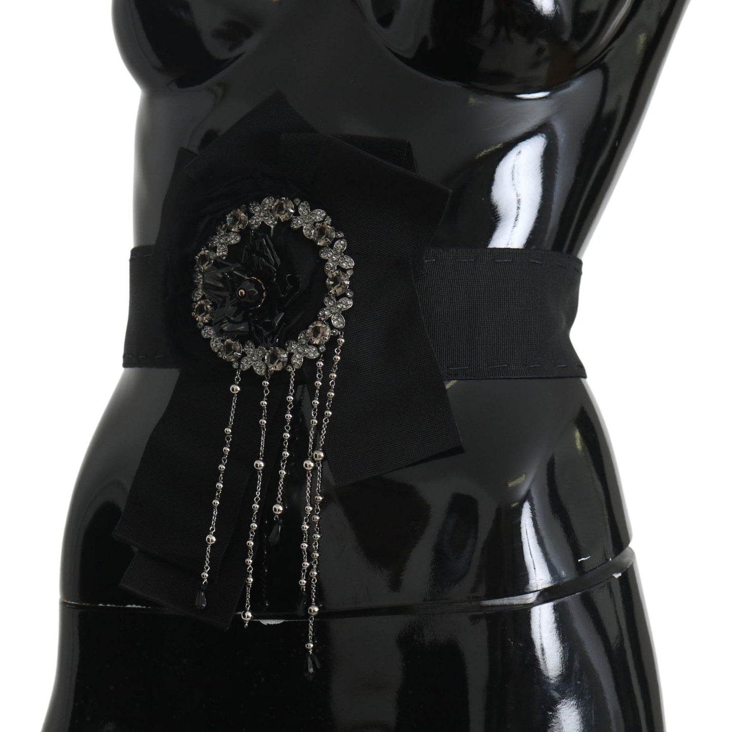 Dolce & Gabbana Elegant Black Crystal Waist Belt Dolce & Gabbana Black