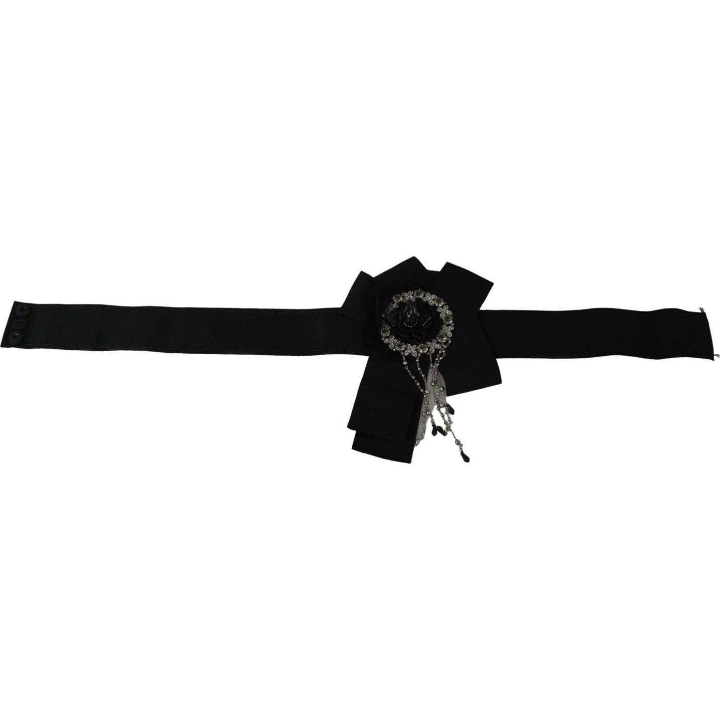 Dolce & Gabbana Elegant Black Crystal Waist Belt Dolce & Gabbana Black