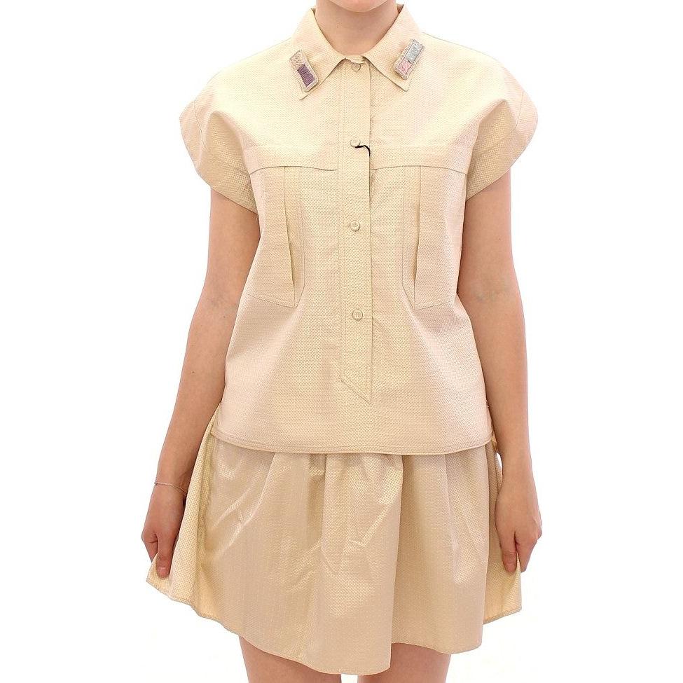 Andrea Incontri Elegant Beige Blouse Tank Top Andrea Incontri Tan