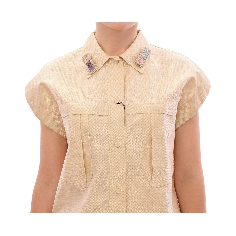 Andrea Incontri Elegant Beige Blouse Tank Top Andrea Incontri Tan