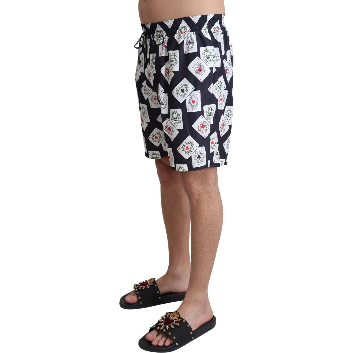 Dolce & Gabbana Multicolor Card Deck Printed Swim Trunks Dolce & Gabbana Dim Gray
