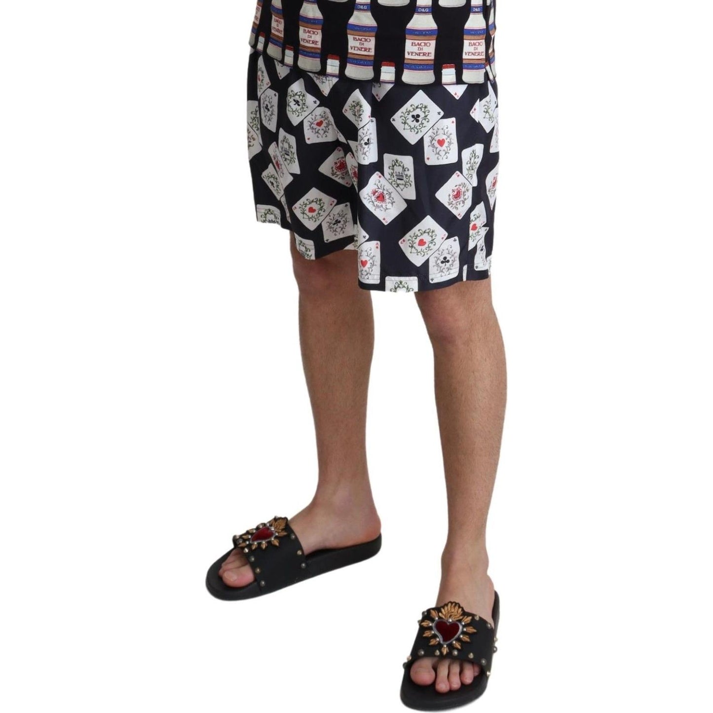 Dolce & Gabbana Multicolor Card Deck Printed Swim Trunks Dolce & Gabbana Dim Gray