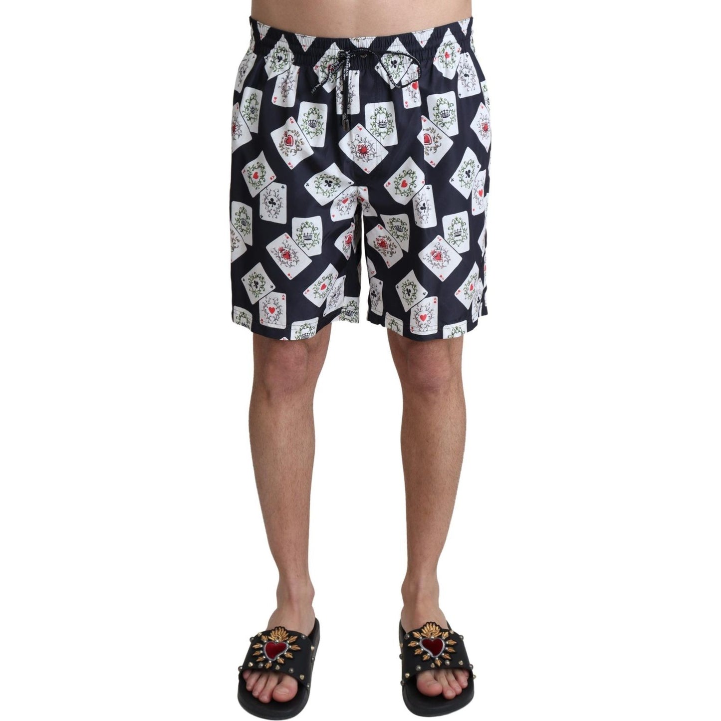 Dolce & Gabbana Multicolor Card Deck Printed Swim Trunks Dolce & Gabbana Rosy Brown