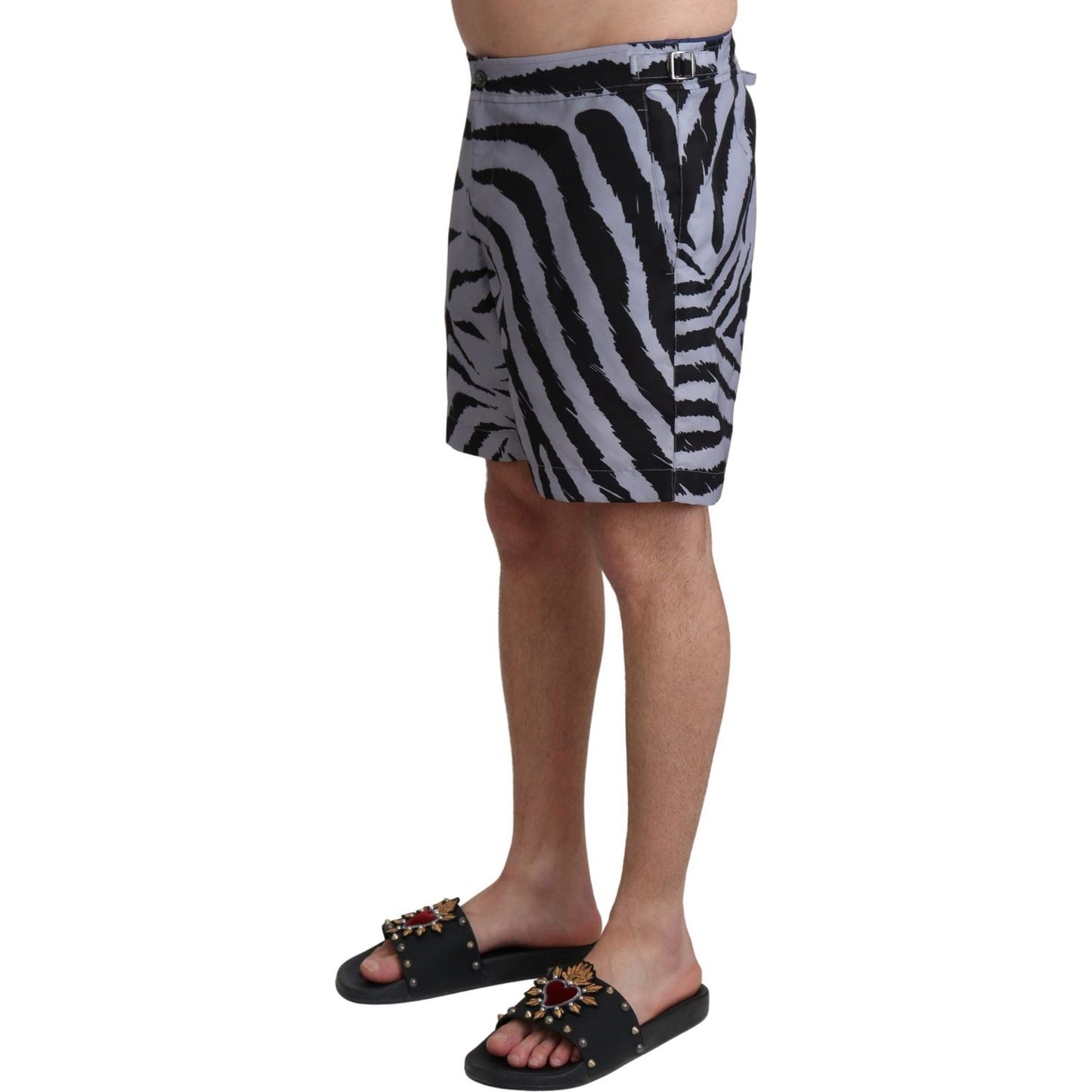 Dolce & Gabbana Elegant Gray Zebra Print Swim Trunks Dolce & Gabbana Dim Gray