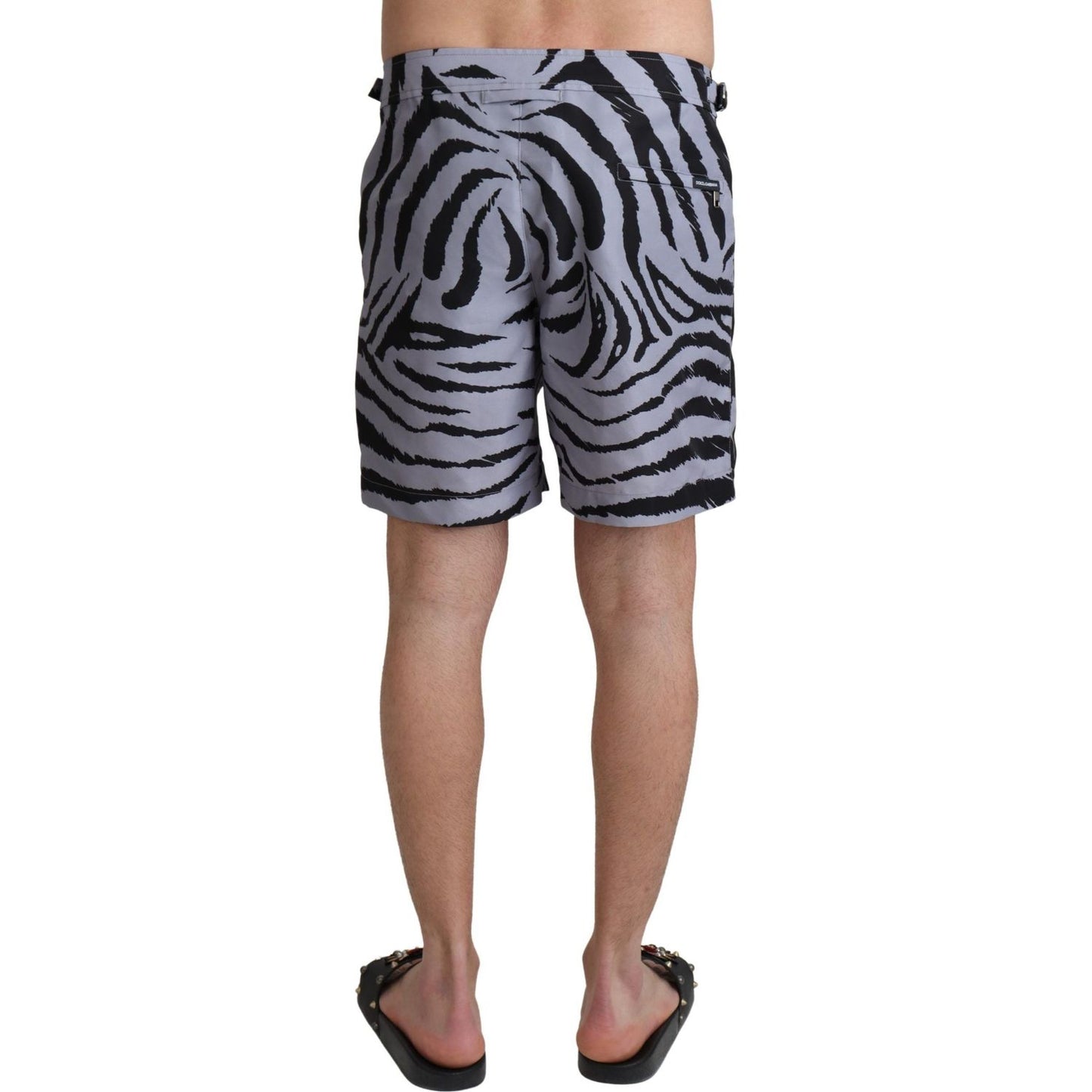 Dolce & Gabbana Elegant Gray Zebra Print Swim Trunks Dolce & Gabbana Slate Gray
