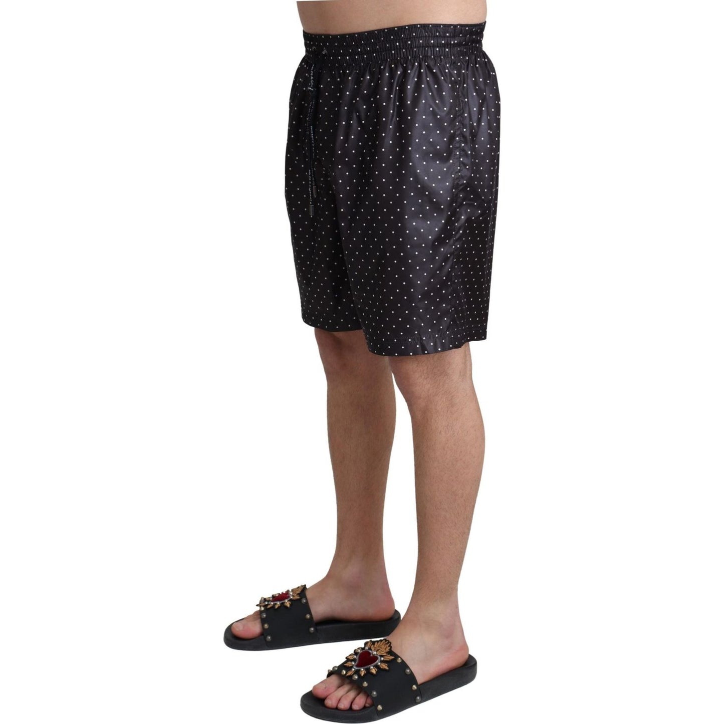 Dolce & Gabbana Chic Black Polka Dot Men's Swim Trunks Dolce & Gabbana Dark Slate Gray