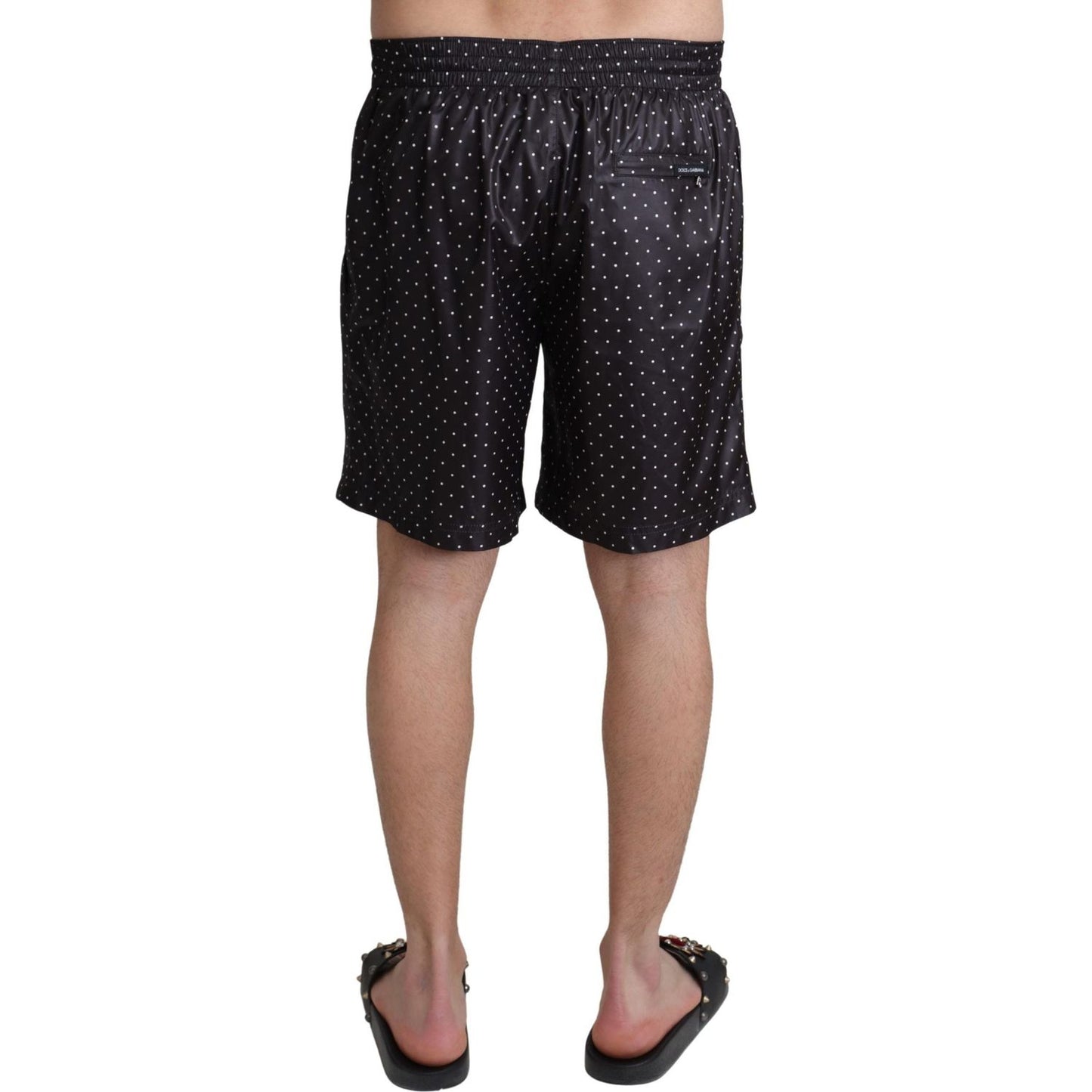 Dolce & Gabbana Chic Black Polka Dot Men's Swim Trunks Dolce & Gabbana Rosy Brown
