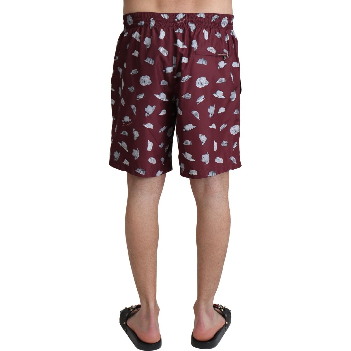 Dolce & Gabbana Elegant Maroon Beachwear Trunks Dolce & Gabbana Dark Olive Green