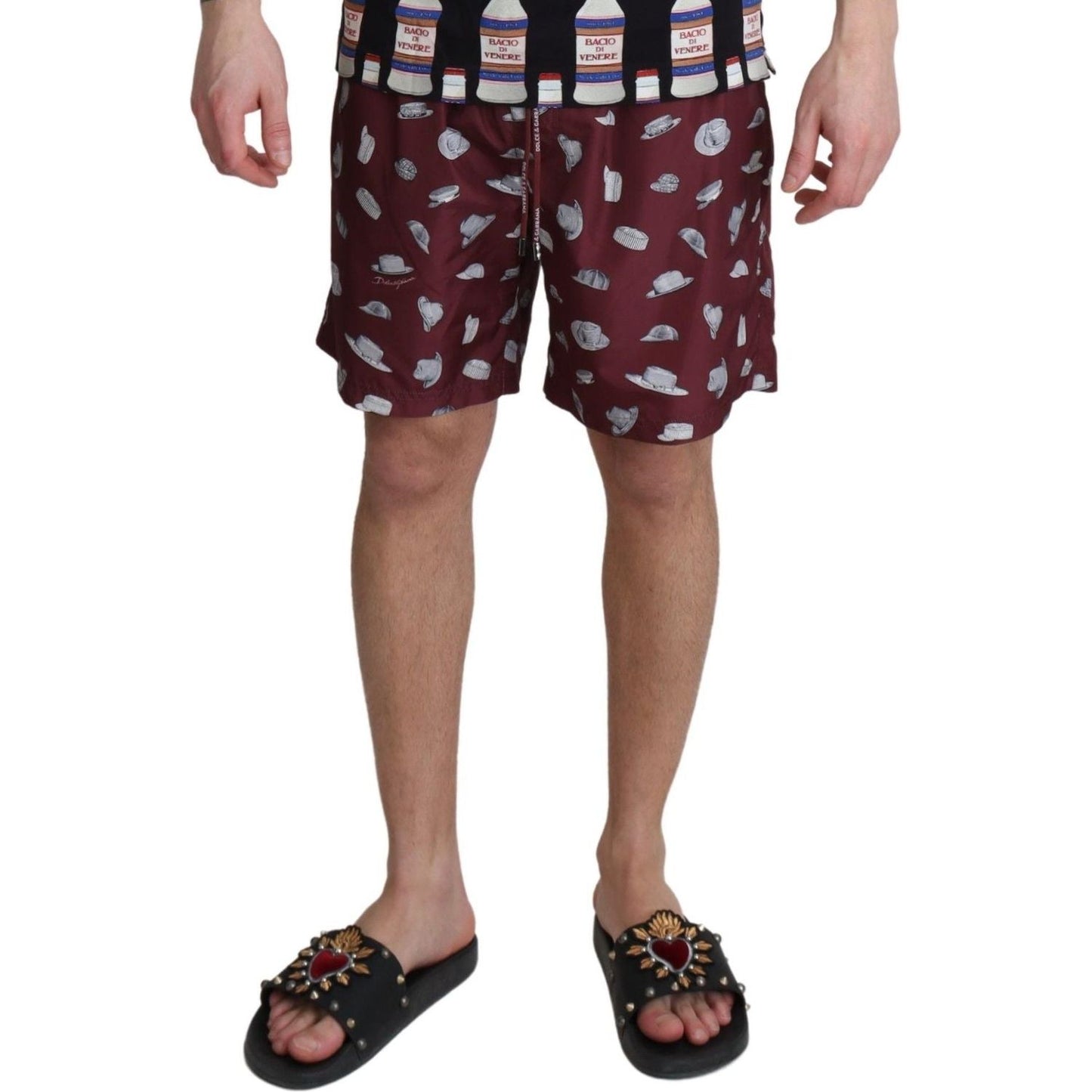 Dolce & Gabbana Elegant Maroon Beachwear Trunks Dolce & Gabbana Dark Slate Gray