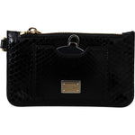 Dolce & Gabbana Black Leather Coin Purse Wristlet Mirror Agnese Wallet VAS12389