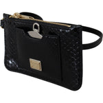 Dolce & Gabbana Black Leather Coin Purse Wristlet Mirror Agnese Wallet VAS12389